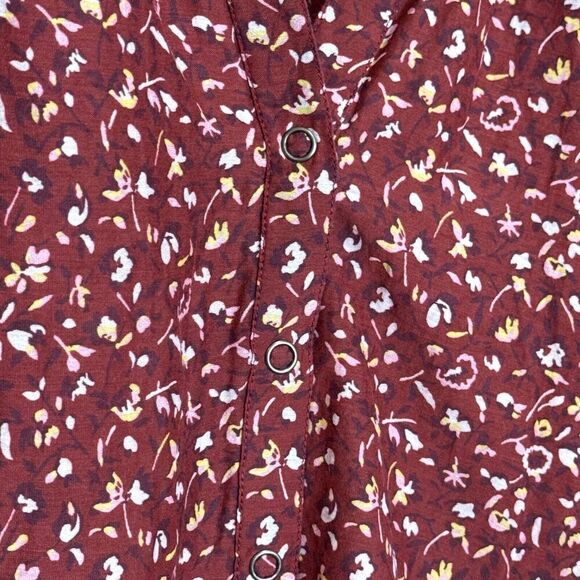APIECE APART Blouse Top Size XS Burgundy White Mitte Floral Print Cotton Silk - Picture 5 of 8